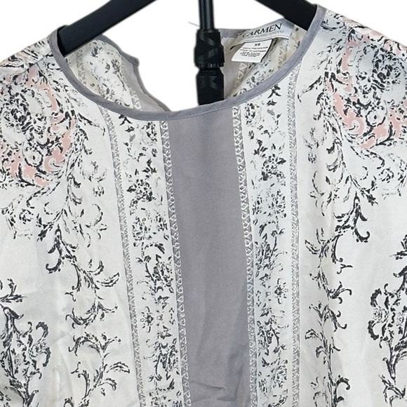 Carmen Marc Valvo – Women’s Floral Print Short Sleeve Blouse, Size XS - Picture 9 of 9
